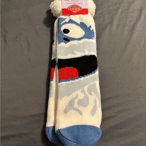 Rudolph the Red Nose Reindeer Blue and White Women's Fun Grippy Socks